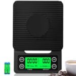 Coffee Scale with Timer - 0.1g Accurate, 3kg Drip Espresso Scale for Pour Over Coffee, Portable Digital Kitchen Food Scale with, LCD Displa, Non-Slip Mat (Including Batteries) - Black