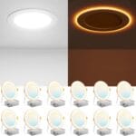 Amico 12 Pack 6 Inch 5CCT LED Recessed Ceiling Light with Night Light, 2700K/3000K/3500K/4000K/5000K Selectable Ultra-Thin Lighting, 12W=110W, 1100LM, Dimmable Canless Wafer Downlight ETL&FCC