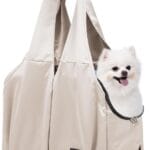 Dog Purse Carrier for Small Dogs, Cats, and Puppies  Soft-Sided Travel Pet Tote Bag with 4 Large Pockets, Foldable, Lightweight, Fits Pets up to 15 lbs, for Travel, Outings (Beige)