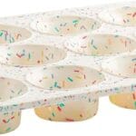 Trudeau Structured Silicone Muffin Pan, 12 Cup, Confetti/Fuschia