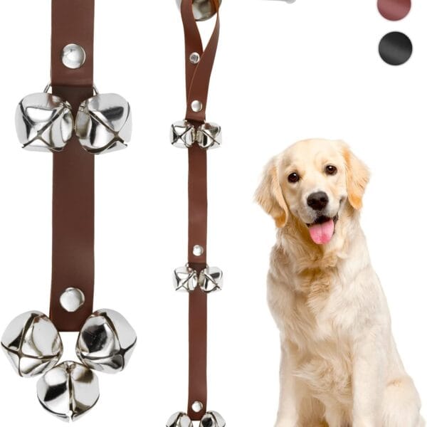 Leather Door Bells for Dogs Potty Doorbells for Dogs Training Dog Buttons for Communication Dog Training Bell Pet Supplies (Brown)