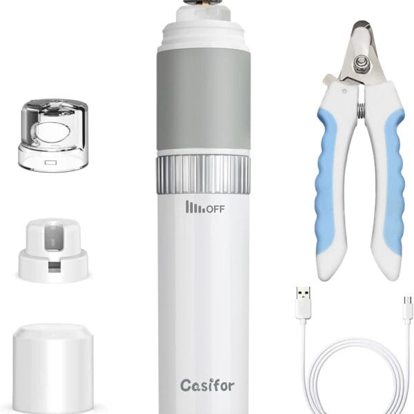 Dog Nail Grinder and Clippers Quiet with 10h Working Time Professional Pet Nail Trimmer Stepless Speed Regulation Pet Nail Grinder Electric Nail File for Large Medium Small Dogs and Cats