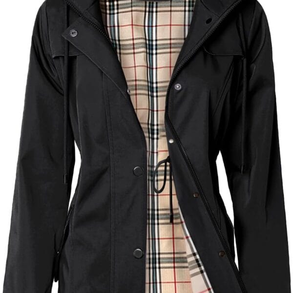 SaphiRose Women's Long Hooded Rain Jacket Outdoor Raincoat Windbreaker