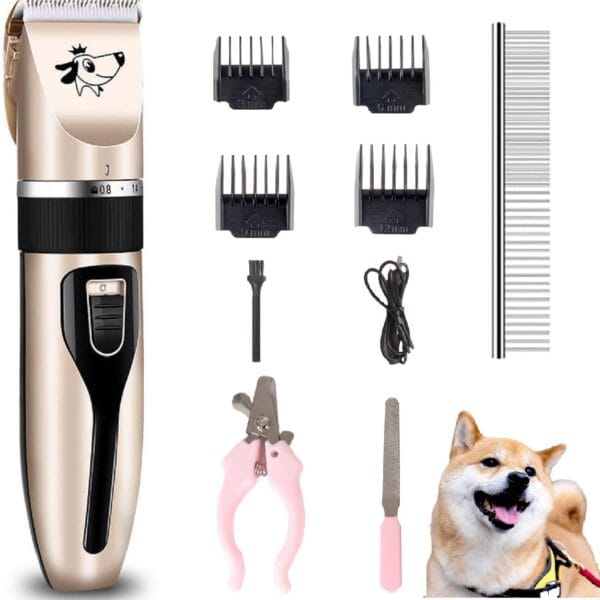 Dog Clippers Grooming Kit and Paw Trimmer,Cordless,Low Noise, Electric Quiet,Rechargeable, Dog Trimmer Grooming, Pet Hair Clippers for Thick Coats,Shaver for Small and Large Dogs Cats