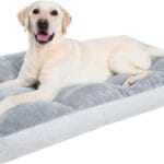 Washable Dog Bed for Large Dog, XL Crate Bed Plush Pet Kennel Pad with Non-Slip Bottom, Pet Sleeping Mat, 41x27 inch, Light Gray