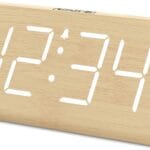 DreamSky Wooden Digital Alarm Clocks for Bedrooms - Electric Desk Clock with Large Numbers, USB Port, Loud Alarm for Heavy Sleepers, Adjustable Volume, Dimmer, Snooze, DST, Wood Dcor, Adapter Powered