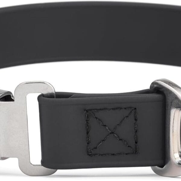 Biothane Waterproof Durable Dog Collar with Herm Sprenger - Quick Release ClicLock Buckle - Fits Medium and Large Dogs - Made in USA (Black, W 1" x L 15"-25")