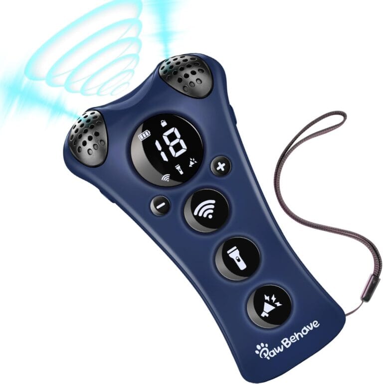 Ultrasonic Dog Bark Deterrent Device 10-Level Adjustable Anti Barking Trainer with Flashlight, Strobe, E-Clicker(18 Whistle Sounds)No Shock, Collar-Free Dog Behavior Correction Devices