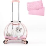 Transparent & Fully Breathable Hard cat Carrier with Rolling Wheels for Dogs, Cats, Multiple Carrying Options, Perfect for Traveling/Taking a Walk