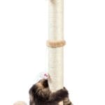 ANWA 32" Tall Cat Scratching Posts for Indoor Cats, 3-in-1 Vertical Cat Scratching Post with Plush Toys, Premium Sisal Post for Cats at All Ages with Reinforced Stable Base, Beige