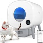 Cumrige Self Cleaning Litter Box, Large Capacity Automatic Cat Litter Box Self Cleaning for Cats, App Control,Safety Protection, 2 Roll Garbage Bags,White & Grey