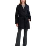 TAHARI Women's Peacoat Wool Blend Lapel Collar Trench Coat