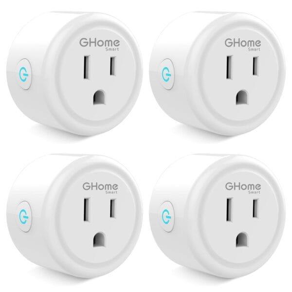 GHome Smart Plug Mini, WiFi Smart Outlet Plug Works with Alexa and Google Home, Timer Outlet with APP Control, 2.4GHz Network Only, No Hub Required, ETL FCC Listed (4 Pack), White