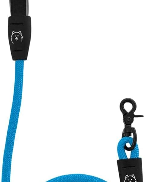 ShawnCo Basecamp Rope Dog Leash- Premium, Durable Pet Leash with Soft Neoprene Padded, Reflective Handle for Small, Medium and Large Dogs (Oceanic Blue, 5 Feet)