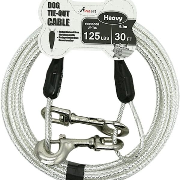 Petest 30ft Reflective Tie-Out Cable for Heavy Dogs Up to 125 Pounds