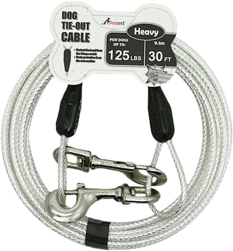 Petest 30ft Reflective Tie-Out Cable for Heavy Dogs Up to 125 Pounds