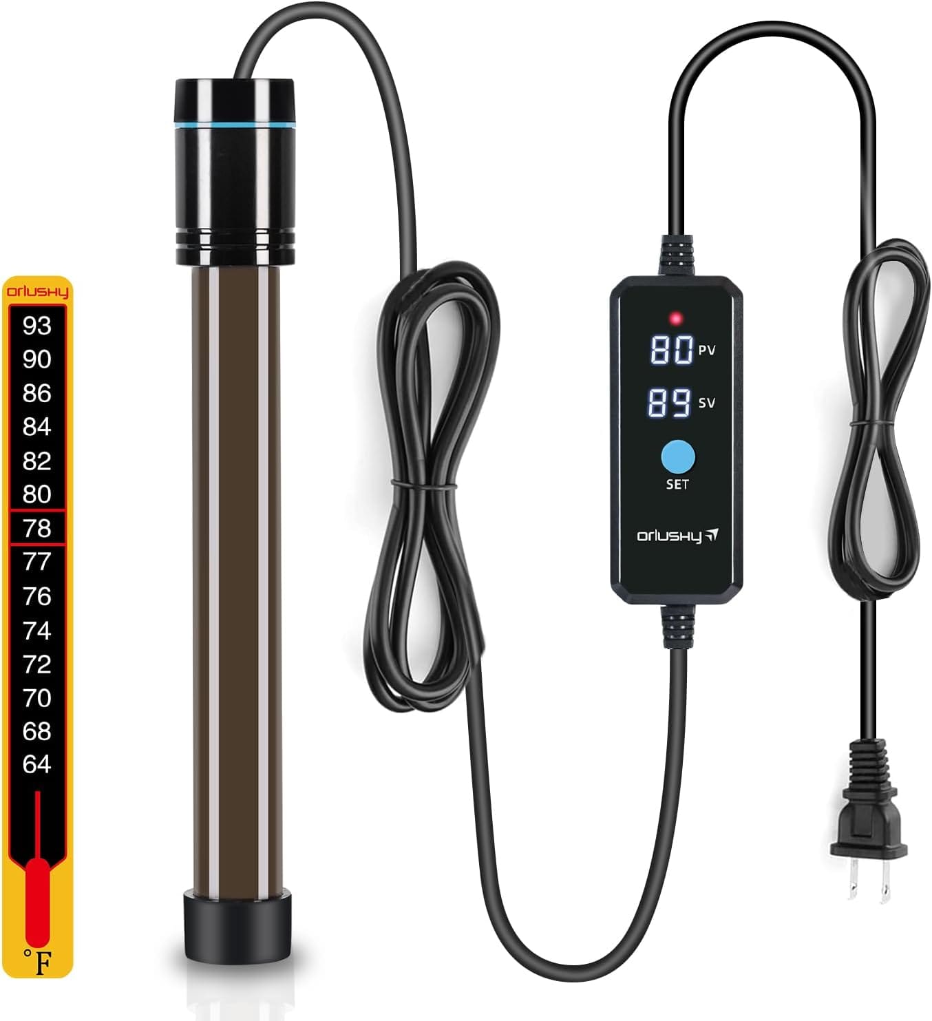 Orlushy 300W Submersible Aquarium Heater, Adjustable Fish Tank Heater With Digital Display External Controller, Overheat Protection And Free Thermometer For 40 60 Gallons Freshwater And Saltwater Tank Orlushy 300W Submersible Aquarium Heater, Adjustable Fish Tank Heater with Digital Display External Controller, Overheat Protection and Free Thermometer for 40-60 Gallons Freshwater and Saltwater Tank