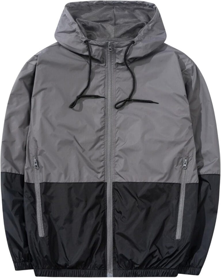 Men's Lightweight Windbreaker Jackets Outdoor Hooded Pocket Raincoat Jacket