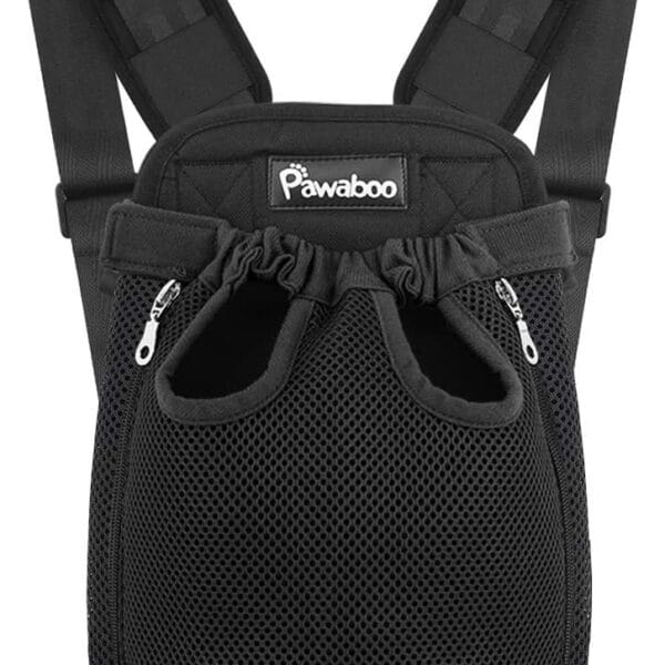 Pawaboo Pet Carrier Backpack, Adjustable Pet Front Cat Dog Carrier Backpack Travel Bag, Legs Out, Easy-Fit for Traveling Hiking Camping for Small Medium Dogs Cats Puppies, Medium, Black