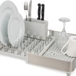 Joseph Joseph Extend Steel Expandable Dish Drying Rack with Removable Cutlery Holder Swivel Draining Spout, Stainless Steel