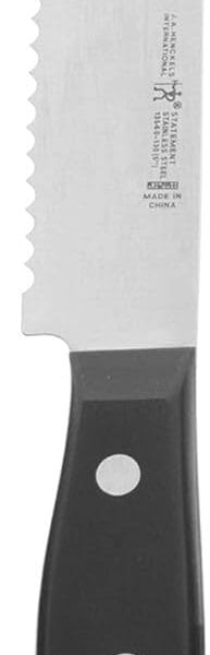 HENCKELS Statement Razor-Sharp 5-inch Serrated Utility Knife, Tomato Knife, German Engineered Informed by 100+ Years of Mastery, Black/Stainless Steel