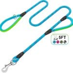Heavy Duty Dog Leash 2 Handles 4/5/6ft-Blue XiaZ Dog Leashes for Medium Large Dogs That Pull 1/2 Inch 1000lb Strength Thick Rope Leash PVC Waterproof-Handles Metal Hook Nighttime Safety
