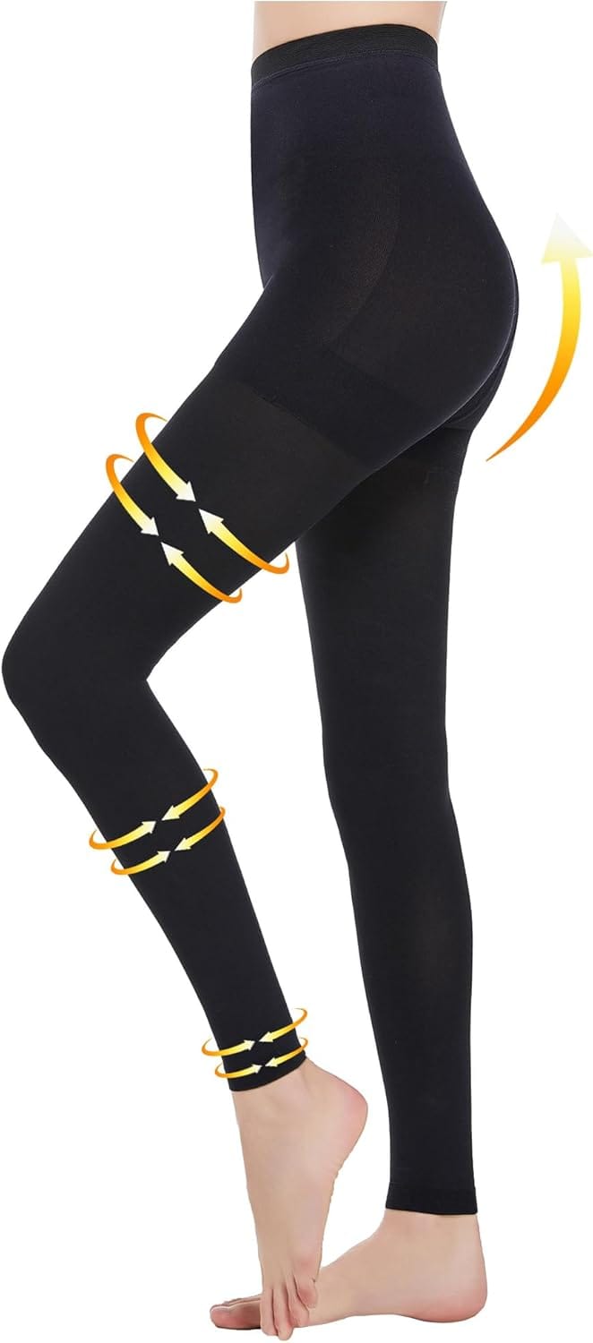 Medical Compression Tights Women, 20-30 mmHg Graduated Compression Pantyhose Men, Footless Compression Stockings, High Waist Compression Leggings, Support Hose for Varicose Veins, Edema, Dvt
