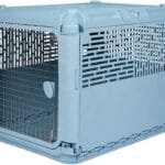 SPORT PET Plastic Kennels Rolling Plastic Wire Door Travel Dog Crate, Collabsible Kennel, 22.1" L x 23.3" W x 30.6" H