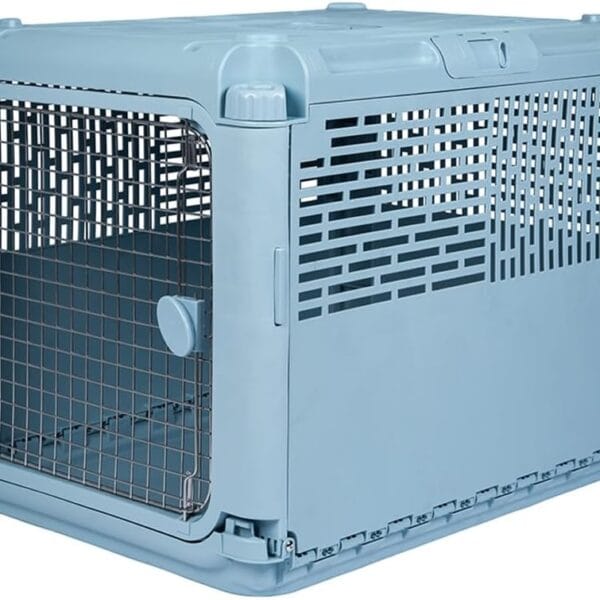SPORT PET Plastic Kennels Rolling Plastic Wire Door Travel Dog Crate, Collabsible Kennel, 22.1" L x 23.3" W x 30.6" H