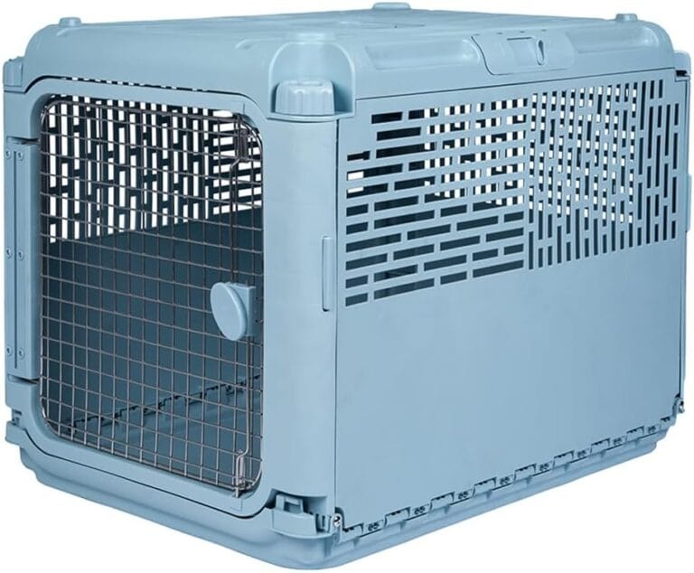 SPORT PET Plastic Kennels Rolling Plastic Wire Door Travel Dog Crate, Collabsible Kennel, 22.1" L x 23.3" W x 30.6" H