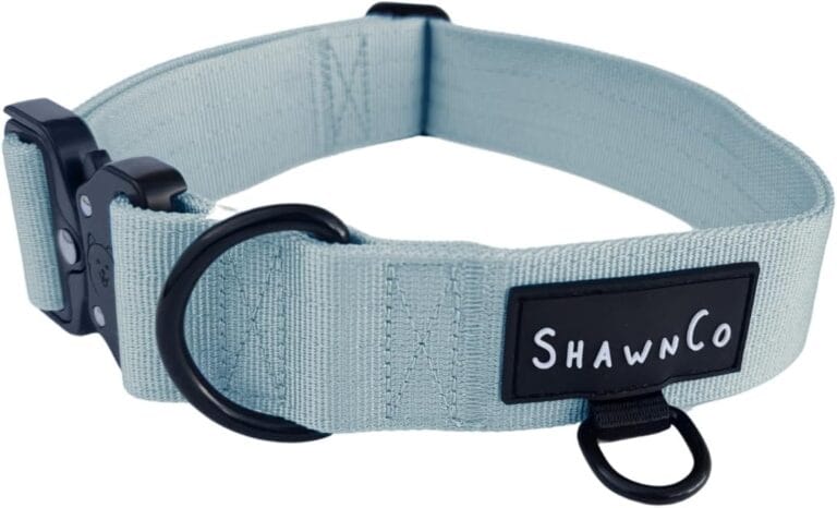 ShawnCo Basecamp Dog Collar- Premium, Adjustable, Heavy-Duty Nylon Tactical Dog Collar with Metal Buckle for Medium and Large Dogs (Moonglow, L)