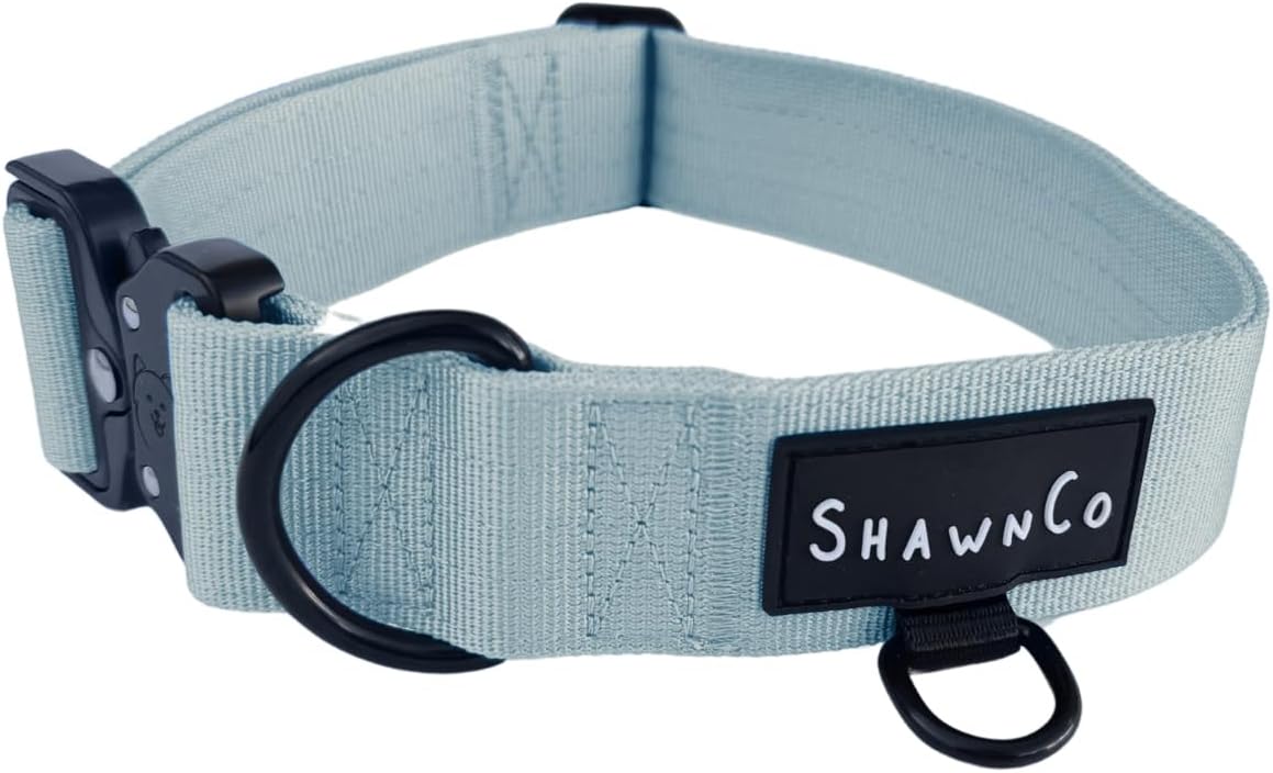 ShawnCo Basecamp Dog Collar Premium, Adjustable, Heavy Duty Nylon Tactical Dog Collar With Metal Buckle For Medium And Large Dogs (Moonglow, L) ShawnCo Basecamp Dog Collar- Premium, Adjustable, Heavy-Duty Nylon Tactical Dog Collar with Metal Buckle for Medium and Large Dogs (Moonglow, L)