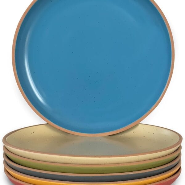 Mora Ceramic Artisan Matte Plates Set, 7.8 in - Set of 6 - The Dessert, Salad, Appetizer, Small Dinner etc Plate. Microwave, Oven, and Dishwasher Safe, Scratch Resistant. Kitchen Porcelain Dish