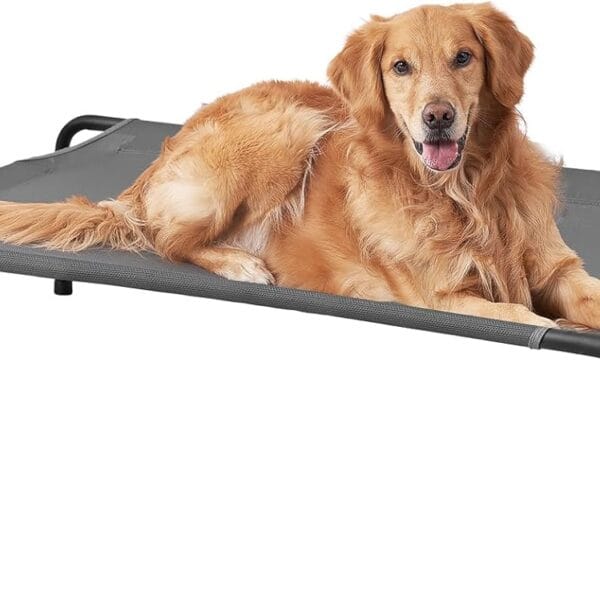 EHEYCIGA Reinforced Elevated Large Dog Cot Bed, Raised Outdoor Dog Hammock, Lifted Pet Platform with Frame and Washable Waterproof Cooling Teslin Mesh and Anti-Slip Feet, 43x26 inch