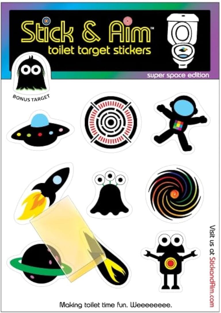 Color Change Target Stickers Space Edition with Applicator Tool. Aiming Stickers for Potty Training & Toilet Training. Change Color on Target Hit.