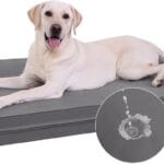 Vonabem Large Dog Bed Waterproof Washable XL Crate Pad 42 inch, Outdoor Durable Leather Pet beds Foam Orthopedic, Anti-Slip XLarge Kennel Pads with Removable Cover Reversible, 41"x27" Grey