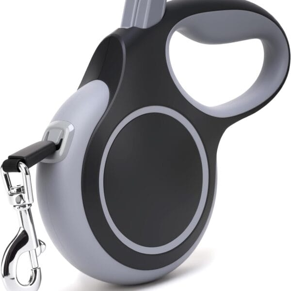 26Ft Retractable Dog Leash, Heavy Duty Great Leash for Dog up to 110 lbs, Anti-Slip Rubberized Handle, One-Handed Brake, Strong Nylon Tape, Tangle Free (Large, Black)