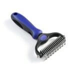WePet Grooming Rake for Dogs & Cats, Double-Sided Deshedding Brush, Extra-Wide Dematting Tool, Slicker Comb for Undercoat & Loose Hair Removal, Reduces Shedding by 95%, Blue, Large