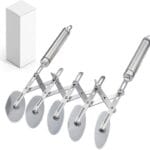 5-Wheel Professional Pastry Cutter - Stainless Steel Pizza & Dough Tool, Multi-Use Kitchen Utensil for Baking, Lattice Cutting, Cookie Dividing - Heavy Duty Pastry Wheel with Ergonomic Handle