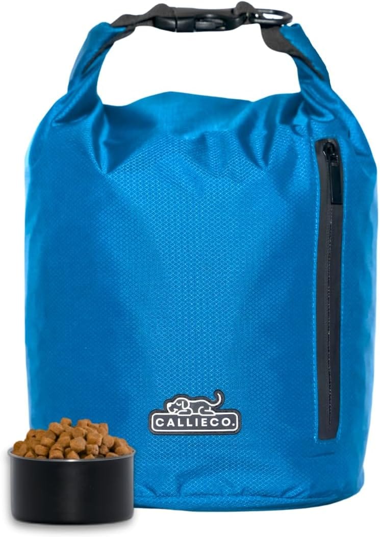 Callieco Dog Food Travel Bag w/ 1 Cup Scoop and Zipper Side Pocket | Waterproof Kibble Storage Container for Home, Road Trips, Camping, Boarding and More (Blue, 64 Cups) Callieco Dog Food Travel Bag w/ 1 Cup Scoop and Zipper Side Pocket | Waterproof Kibble Storage Container for Home, Road Trips, Camping, Boarding and More (Blue, 64 Cups)
