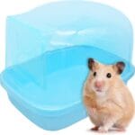 Hamiledyi Hamster Bathtub Dwarf Hamster Bathroom Sand Bath Container Chinchilla Sauna Room Plastic Sand Bath Box House for Gerbils Hedgehog Mice or Other Small Pets Animals(Blue,Large Size)