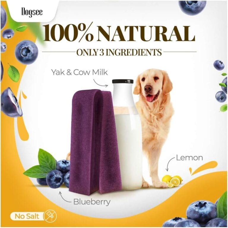 Dogsee Blueberry Flavor Himalayan Yak Cheese Dental Chews for Dogs - (Medium 6)| Dog Treats Healthy | Cleans Teeth & Freshens Breath | No Grain, No Gluten | Dog Chews Rawhide Free