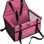 Pet Car Seat, Sturdy Reinforced Structure, Shortened Leash with Metal Snap Hook, Loops for Seat Belt, Waterproof Thick Soft Fleece Pad