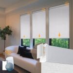 Motorized Blinds No Drill Automatic Roller Shades with Remote Control Cordless Smart Electric Windows Blinds (White, 34 x 72)
