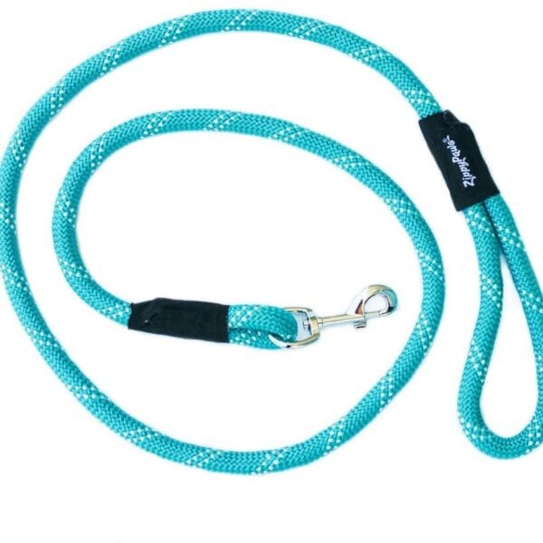 ZippyPaws Climbers Rope Heavy Duty Dog Leash - Thick Leashes for Large Breed Dogs, Durable 2/3'' Climbing Rope, 6 Feet Long, Comfortable Woven Design, Tested Strength Over 3000 lbs - Teal