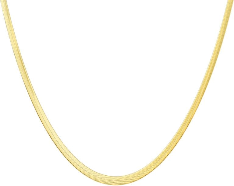 DEARMAY 14K Gold Plated Necklaces for Women, Dainty Gold Herringbone Choker Necklace Thin Layered Snake Chain Jewelry for Gifts
