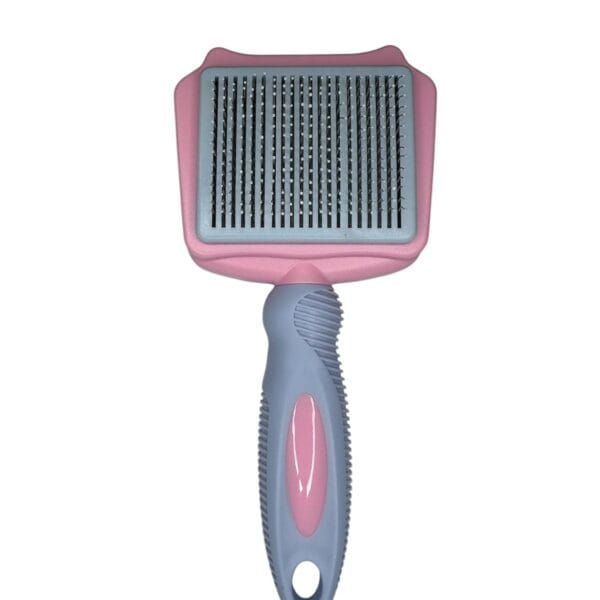 Pet Self Cleaning Slicker Brush, Skin Friendly Deshedding Grooming Tool for Shedding & Haired Pets, 3 Colors Available Pink, Blue and Purple (Pink)