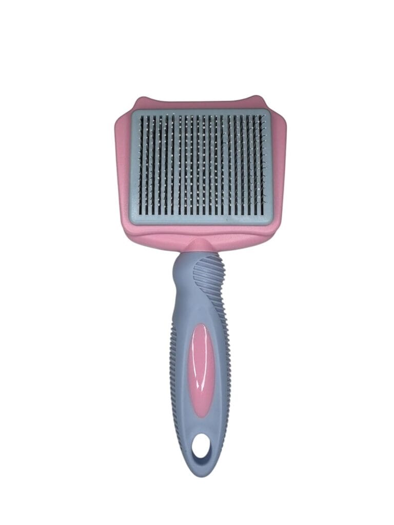 Pet Self Cleaning Slicker Brush, Skin Friendly Deshedding Grooming Tool for Shedding & Haired Pets, 3 Colors Available Pink, Blue and Purple (Pink)