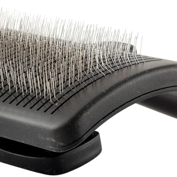 Jeffers Pet Self-Cleaning Slicker Brush for Dogs & Cats  Self Cleaning Button, Removes Tangles & Loose Hair, Non Slip Handle for Easy Grooming, Go To Gift for Pet Owners  Black, Red - Medium