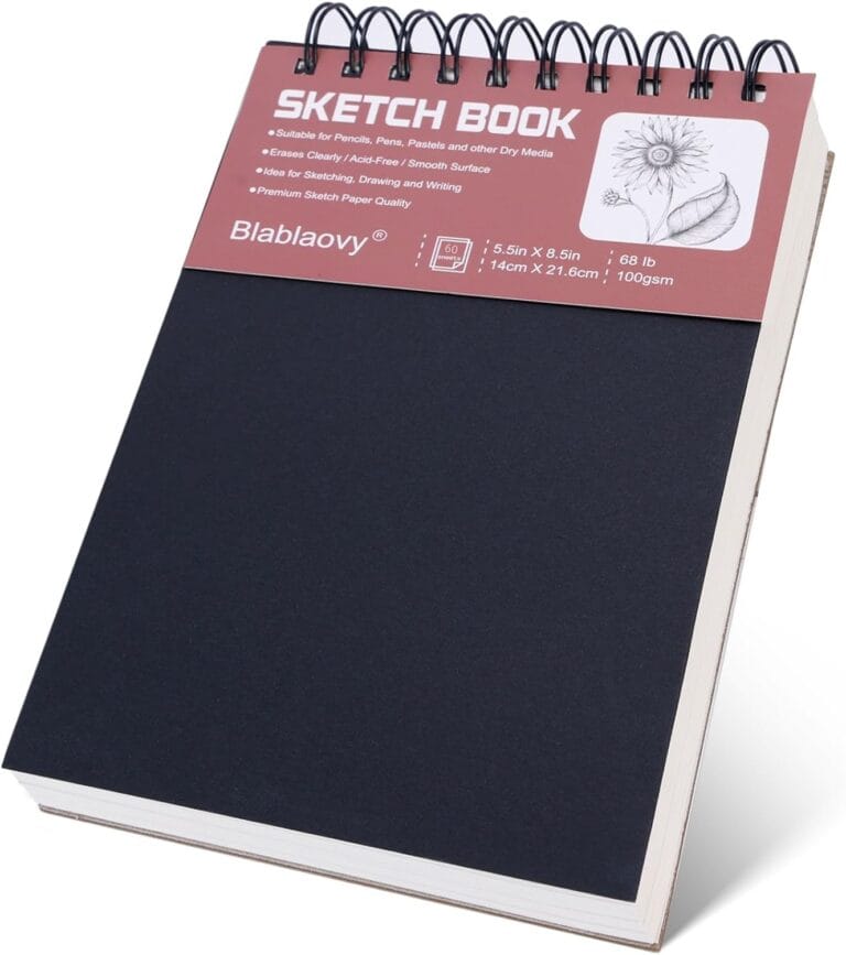Sketch Book, 5.5" x 8.5" Sketchbook with 60 Sheets (68lb/100gsm), 1 Pack Drawing Pad Acid Free Drawing Book Sketch Pad for Kids Adults Beginners Artists (1 pcs Black)